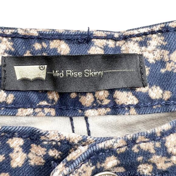 LEVI'S Bleach Splatter Dot Mid Rise Skinny Denim Jeans Medium Wash Blue Size W29 - Picture 5 of 9